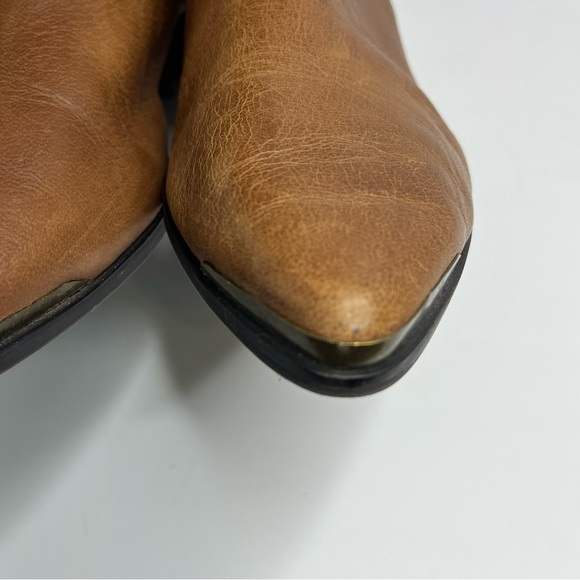Lucky Brand Brown Leather Side Zip Ankle Boots Size 12 - Picture 8 of 13